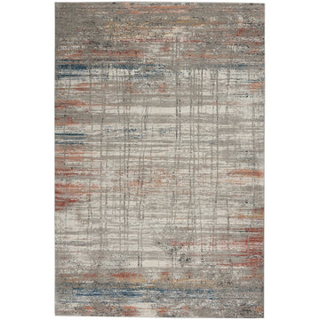 Rustic Textures RUS12 Modern Abstract Distressed Shimmer Carved Hi-Low Textured Durable Polyblend Short-Pile Grey/Taupe/Blue/Rust/Ivory/Multicolour Rug-Nourison-Rug Love - The Most Loved Rug Store